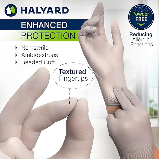 HALYARD Sterling SG Nitrile Powder-Free Exam Gloves, 3.7 mil, 9.5 Inches, Gray, X-Small, 41657 (Case of 2500)