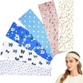 6 Pcs Anti-Slip Elastic Headbands for Women Soft Fabric Yoga Sweatbands with Floral Heart Print Stretchy, Sweat-Absorbent and Lightweight for Fitness, Running and Daily Wear