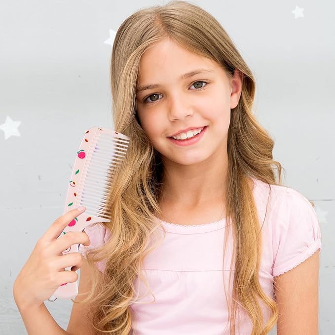 Baby Comb Set, Small Cute Fine Tooth Toddler Comb & Rat Tail Baby Comb for Styling, Pink Baby Hair Comb Plastic Parting Combs, Anti-Static Mini Hairdressing Comb for Baby Girl Wet Dry Hair (2Pcs)