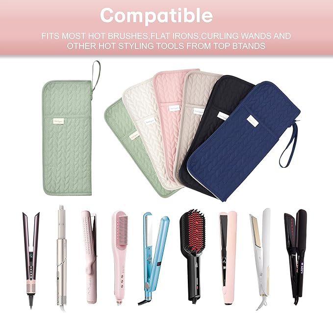 Hot Tools Organizer Heat Resistant Mat Case Hair Tools Holder Travel Bag Portable Hair Styling Tools Cover Pouch for Curling Iron,Flat Iron,Hair Straightener (Sage Green)