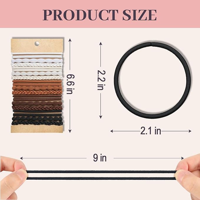 JIIRS 20PCS Boho Hair Ties,Elastic Bracelets,Elastic Hair Ties, Hair Bands For Ponytails,Ponytail Holder for Thick or Thin Hair,Boho Hair Bracelets No-Damage For Daily Life, Sport, Working(Set6)