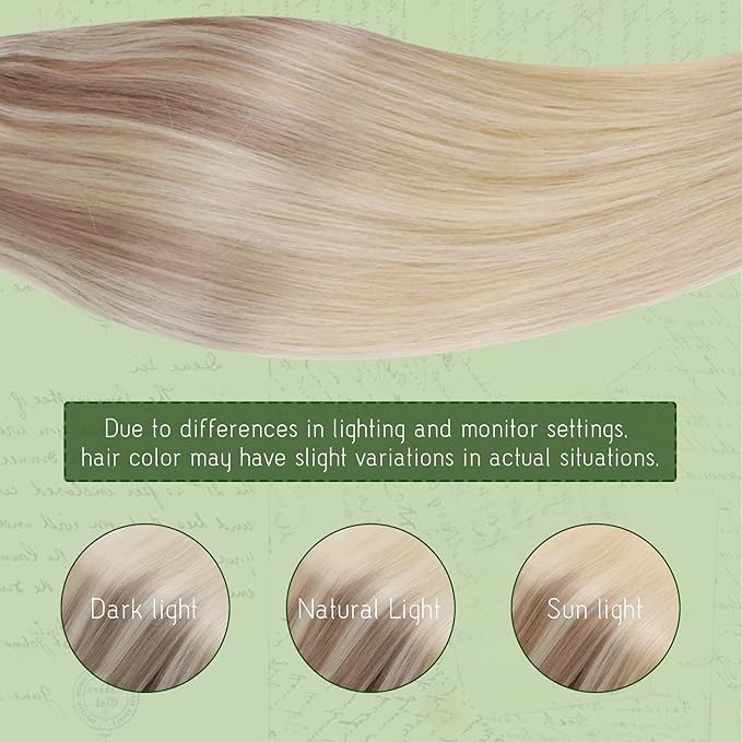 RUNATURE Balayage Clip in Hair Extensions, Natural Remy Thick Hair for Women, Double Weft Real Human Hair Extensions Clip Ins, 14 Inch 120g 7pcs #18/22/60 Ash Blonde Ombre to Bleach Blonde