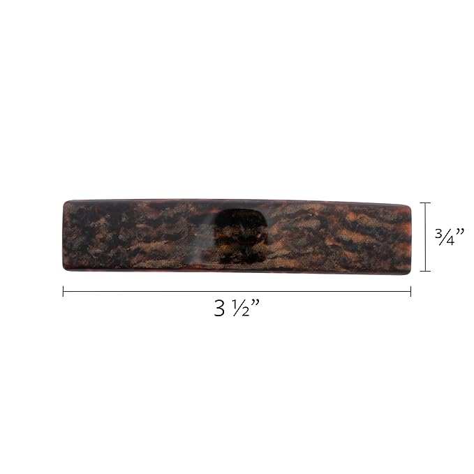 Brown Hair Barrette for Thin Hair, Classic Rectangle French Barrette for Women, Lightweight and Comfortable, Strong Hold, Metallic Mojave | France Luxe
