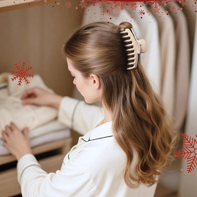 TOCESS Hair Claw Clips for Women - 8PK Large Neutral Matte Jumbo Hair Clips for Thick, Thin, Long, Short, Curly Hair Girls, Big Jaw Clip Set for Daily Use (Cream Beige)