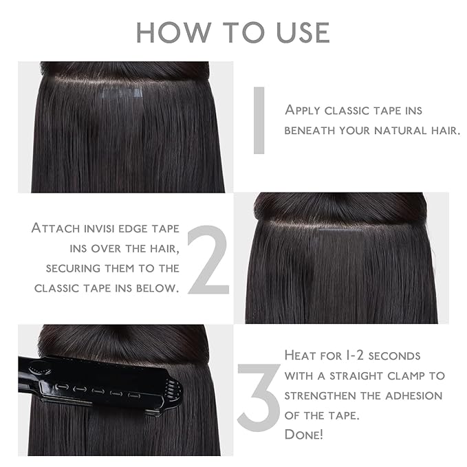 WENNALIFE Invisi Edge & Classic Tape in Hair Extensions Human Hair, 14 Inch 50g 20pcs(10pcs Invisi Edge & 10pcs Classic) Natural Black Invisible Luxury Remy Hair Natural Seamless Injected Tape Ins