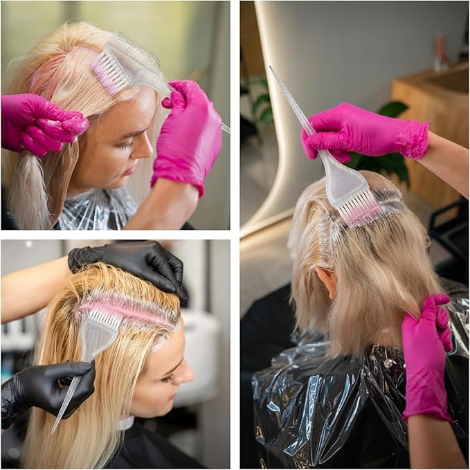 Hair Dye Brush and Bowl - Set of 5 Glitter and Soft Hair Coloring Kit with Mixing Bowl, Brushes, Tint Comb for DIY Hair Dyeing Bleaching Hightlinging at Home and Salon Use - Shiny Bright Sprinkle