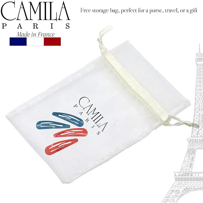 Camila Paris CP1330B French Hair Barrettes Clips, Snap Hair Slides Clic Clac for Women, Styling Girls Side Slide-in Metal Snap Pin Hair Accessories for Women. Strong Hold, No Slip Grip, Made in France