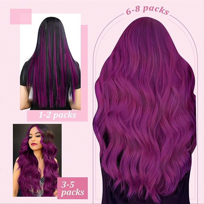 YoungSee I Tips Hair Extensions Purple 24 inch Itips Extensions Real Human Hair Long Hair Extension I-Tip Extension Purple for Daily Confidence Boost 25s 25g