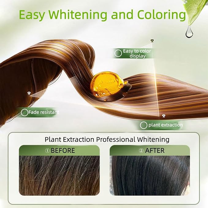 Long-Lasting Botanical Essential Oil Hair Dye,Mild Formula Long Lasting Hair Dye Set,Plant-Based Hair Color for Gray Coverage (Brown)
