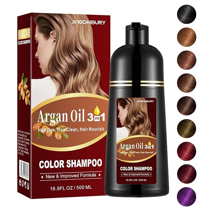 Blonde Brown Hair Dye 16.9 Fl Oz, Argan Oil Hair Shampoo, 3 in 1 Hair Dye Shampoo, Easy To Use, Semi-Permanent Hair Color Shampoo (Blonde Brown)