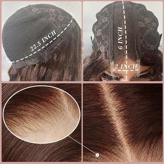 2X6 SKINLIKE HD Lace Closure Wigs Human Hair, Chocolate Brown Human Hair Lace Front Wig, Body Wave Human Hair Wig Pre-Plucked Bleached Knots 250% Density HD Lace Closure Wigs 32 Inch