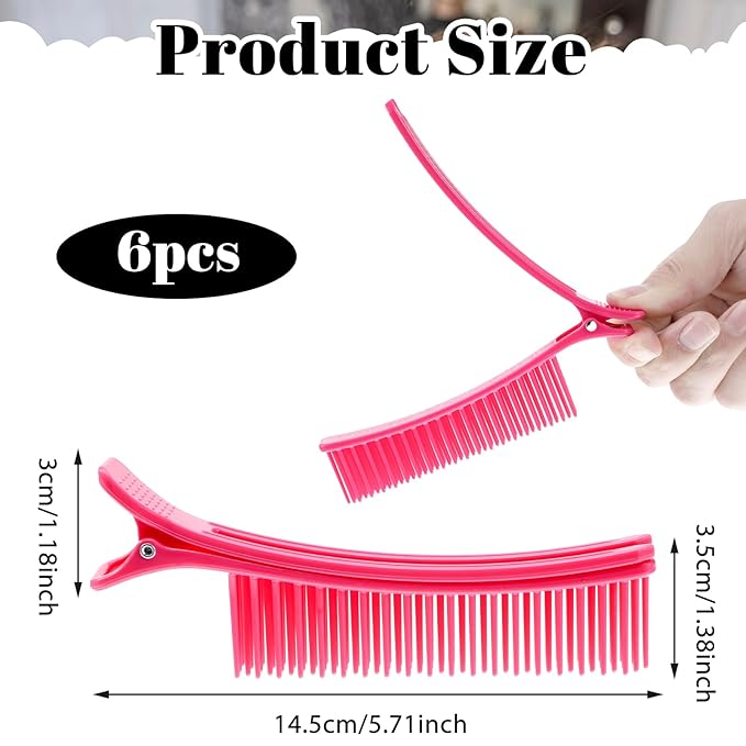 6 PCS Alligator Sectioning Grip Clips for Hair, Multicolor Professional Alligator Grip Clips Non-Slip for Styling Sectioning Haircuts Coloring Salon Hair DIY Accessories