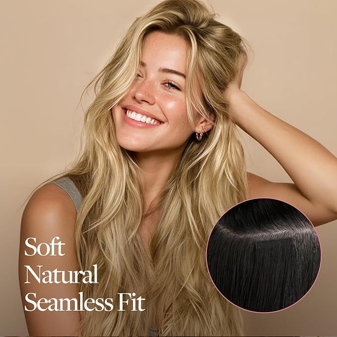 GOO GOO Genius Tape in Hair Extensions, Hand Tied Tape Weft, 16/22 Light Blonde Highlighted Golden Blonde, 16inch 50g 20pcs, Remy Human Hair, Seamless Invisible Tape, Natural Blend, Lightweight