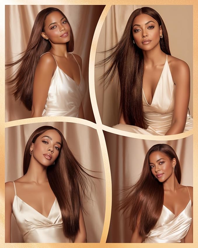 Arabella 13x6 Chocolate Brown Glueless Wigs Human Hair Pre Plucked Pre Cut 13x6 Ear to Ear Full HD Lace Front Wigs Human Hair 210% Density 4# Brown Straight Wig Drawstring Wig Human Hair 24 Inch