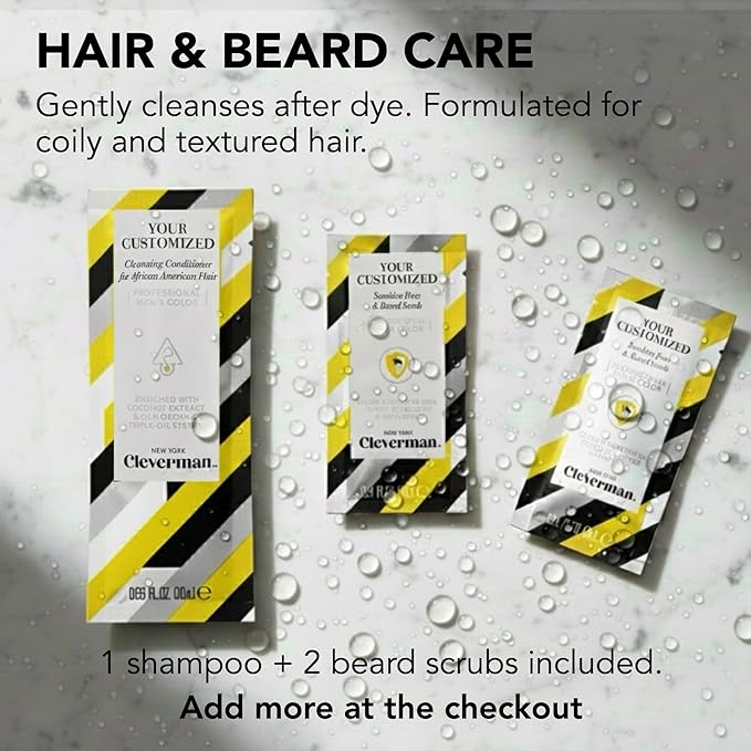 Reusable Hair & Beard Dye System for Men – Up to 5 Uses | 7-Minute Natural-Looking Gray Coverage | No-Drip Cream with SkinArmour® – Cleverman (Black for Black Men)