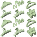12 Pcs Claw Clips, Multi-Shapes Hair Clips for Women Girls, Non-Slip Large Jaw Claw Clips for Thick Thin Curly Hair Accessories (Green)