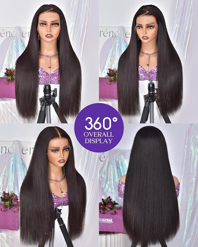 13x6 Lace Front Wigs Human Hair 180 Density Straight Transparent Lace Front Wigs Human Hair Pre Plucked Wigs for Women Glueless Wigs No Synthetic Blend Triple Lifespan 3X 30inch