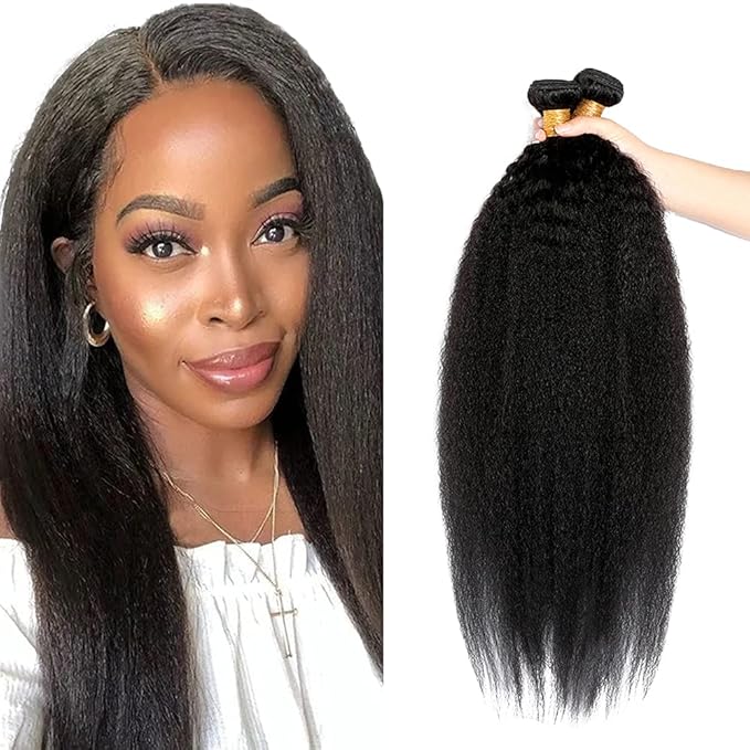 30 30 30 Inch Color 1B Bundles Human Hair Natural Black Yaki Straight Bundle Brazilian Virgin Remy Hair Extensions Niegmeag Double Weft Soft and Silky Color 1B Kinky Straight Bundle 300g