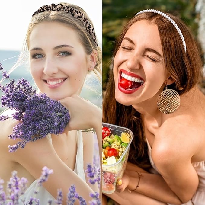 VELSCRUN Headbands for Women 7 Pcs Different Leopard Color Knotted Solid Pearl Head Bands Non Slip Hair Band Stuff for Teen Girls Womens Trendy Fashion Diademas Para Mujer Hair Accessories
