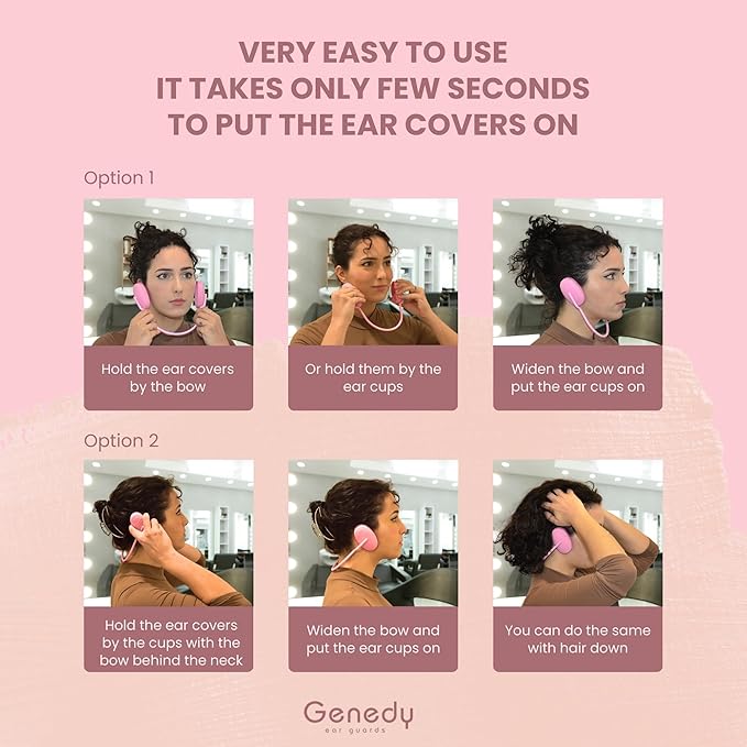 Ear Covers for Shower, Heat and Hair Dye Protection - Pink - Waterproof Ear Covers for Washing Hair - Reusable Silicone Ear Caps For Hair Dye - Ear Protectors From Heat Styling and Dryer
