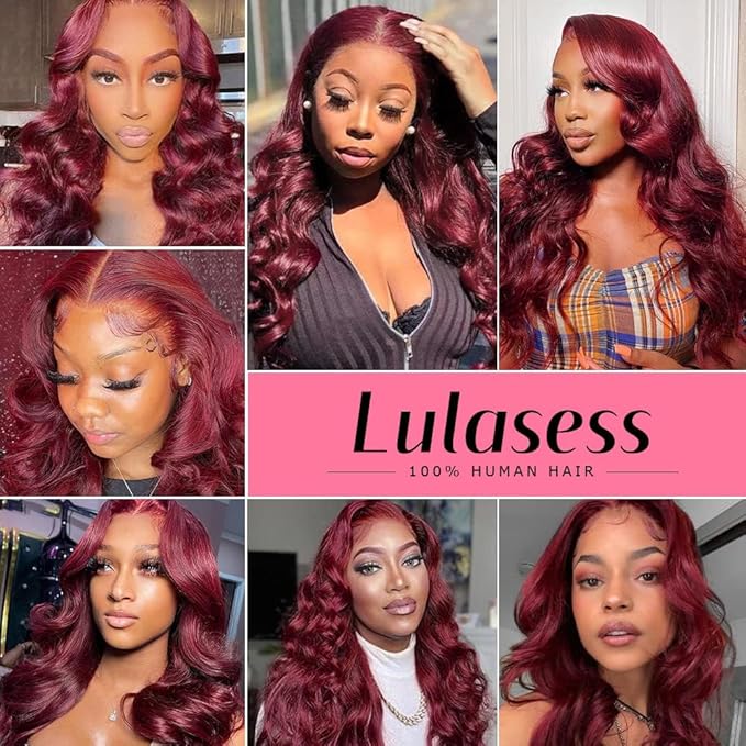 Burgundy Wig Human Hair 13x4 99j Burgundy Lace Front Wigs Human Hair Pre Plucked HD Transparent Lace Frontal Wigs Red Colored Wig 18 Inch