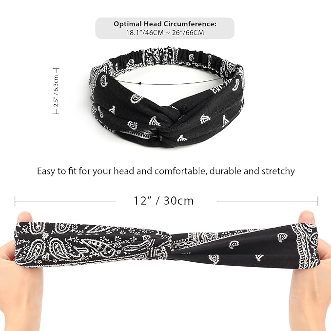 Elastic Knotted Headbands for Women Cloth Head Hair Bands for Women's Hair Non Slip Boho Wrap Twisted Hair Accessories