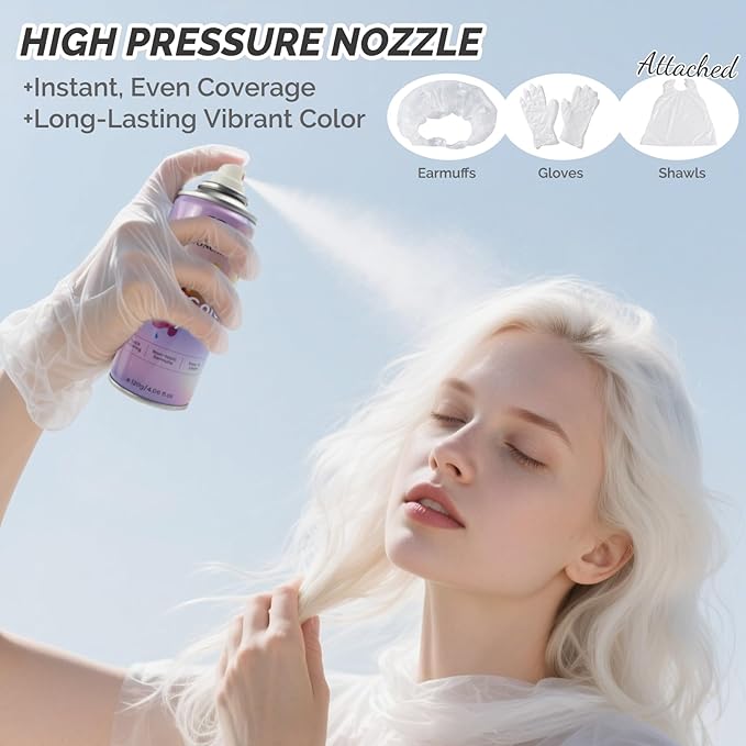 White Temporary Hair Color Spray, SOVONCARE Natural Hair Wax Dye Spray for Kids Halloween, Christmas Party, Cosplay -On 1-Day Washable 120ML