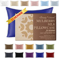 25 Momme Premium Mulberry Silk Pillowcase for Hair and Skin | Handcrafted Hypoallergenic & Anti-Acne Silk Pillow Cases with Zipper Standard - 20" x 26", Royal Navy