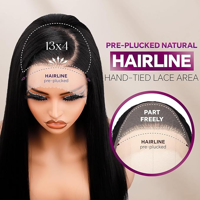 BLL Brown Wig, 13x4 Synthetic Lace Front Pre Plucked 26inch Long Straight Glueless Chocolate Light Brown Wigs For Black Women Suitable For Everyday Wear