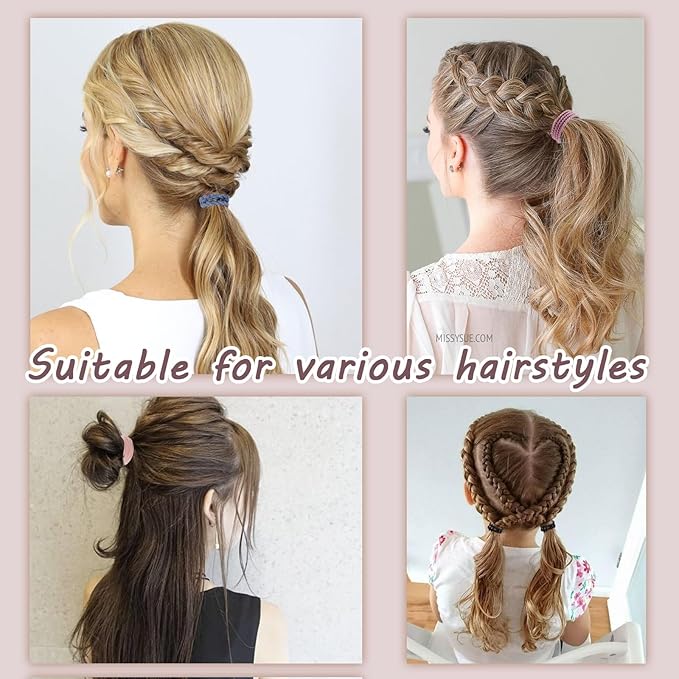 20 PCS Boho Hair Ties, Bracelets Hair Ties for Thick or Thin Hair, 4 Styles Boho Ties for Ponytail Holders, 2.36’’ Hair Ties No-Damage, Multicolor