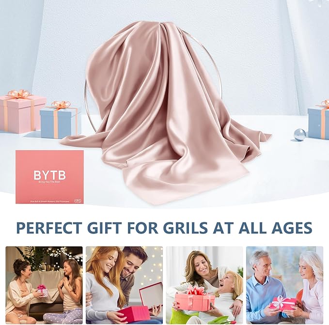 Silk Pillow Cases Standard Size 100% Mulberry Silk Pillowcase for Hair & Skin 22 Momme Both Sided Grade 6A Silk Cooling Soft Breathable 20 x 26 Inches with Hidden Zipper 1PC, Pink