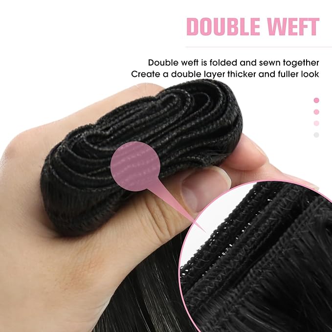 YoungSee Weft Hair Extensions Black Roots to Silver Mix Black Human Hair Weft Extensions Balayage Sew in Bundles Human Hair Long Straight Hair 22Inch 100G