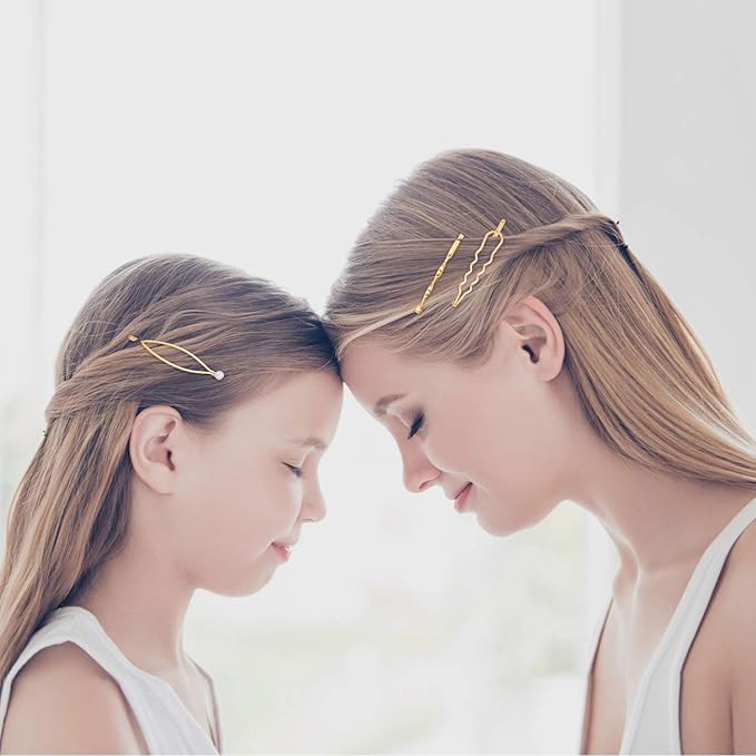 Yaomiao 17 Pieces Gold Hair Pins Set Geometric Bobby Pin Barrettes Metal Gold Decorative Styling Jewelry Hair Clamps Accessories for Women Wedding Parties