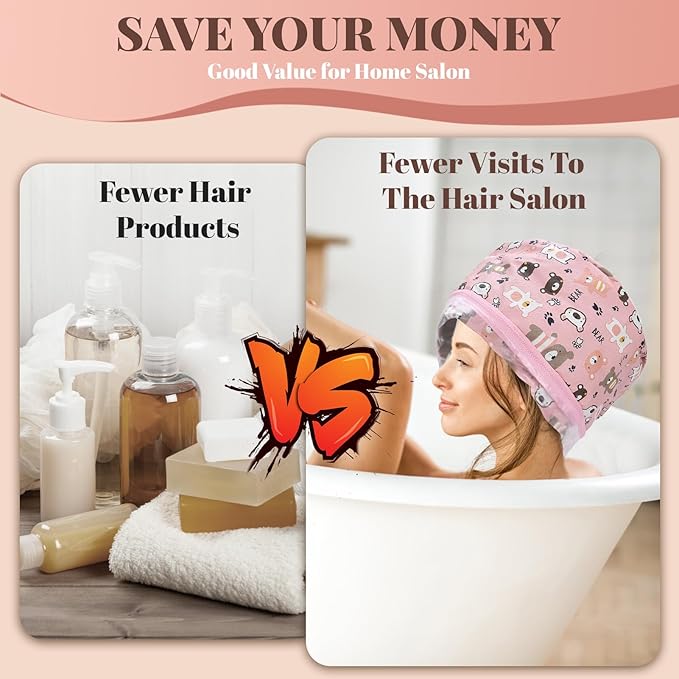 Electric Hair Steamer Cap for Deep Conditioning 3 Mode Temperature Control Heat Cap Thermal Electric Heating Cap for Home Hair Care Treatment Soft Bear Design