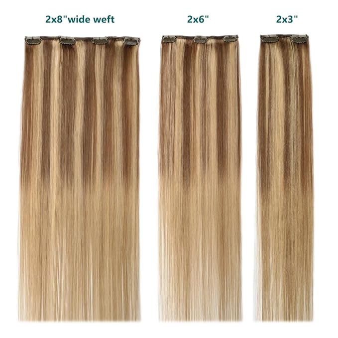 SURNEL Clip in Hair Extensions Balayage Golden Brown Fading to Honey Blonde Clip in Extensions Real Human Hair 16inch 6pcs 100g(#10/27/27,16'')
