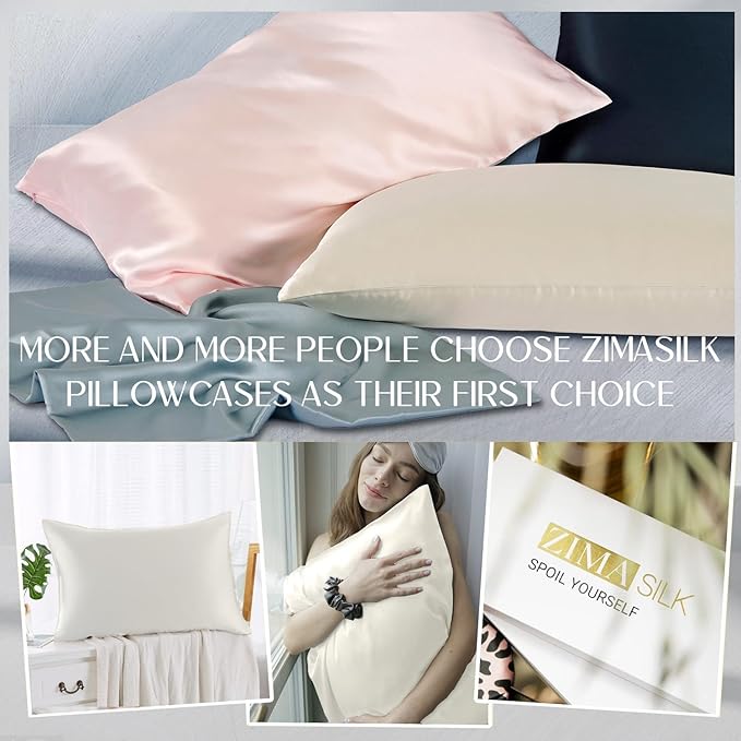ZIMASILK 100% Pure Mulberry Silk Pillowcase for Hair and Skin Health,Soft and Smooth,Both Sides Premium Grade 6A Silk,600 Thread Count,with Hidden Zipper,1pc(Toddler 13''x18'',Ivory)
