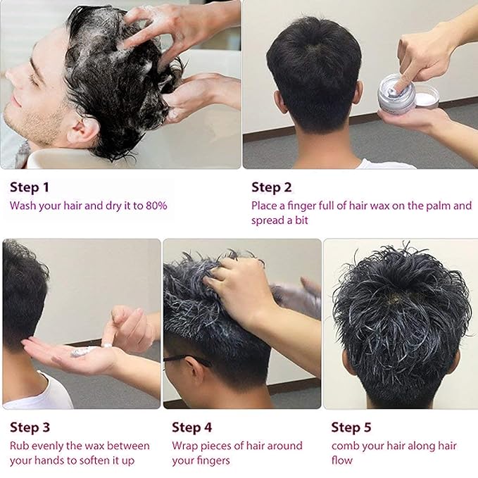 Temporary Hair Color Wax,Hair Spray Color, Hair Wax Color 4.23 oz, Easy Washout Temporary Hair Dye for Halloween,Cosplay, Party (Gray, 4.23)
