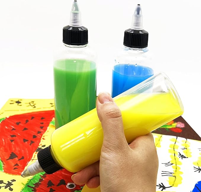 4 Pcs Dispensing Bottles, 5oz Plastic Boston Squeeze Bottles with Twist Top Cap