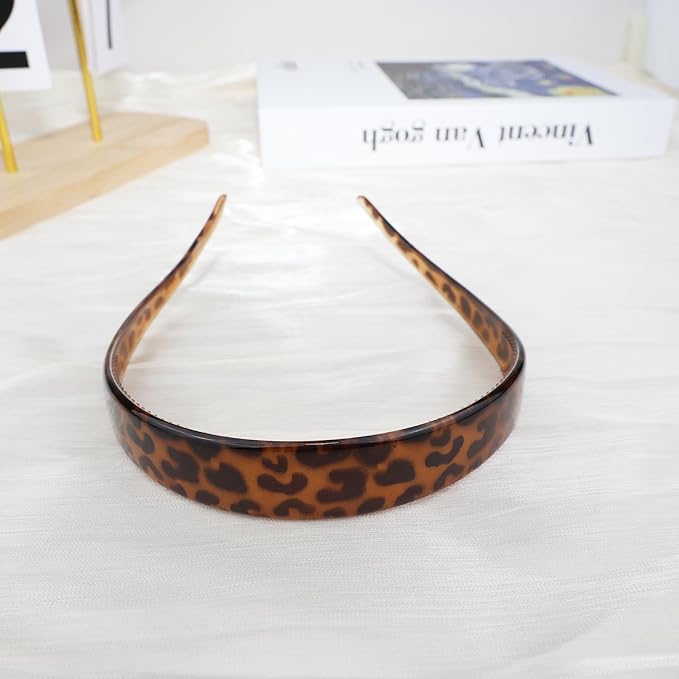 3 Pack Headbands Designed for Eyewear 0.79IN Plastic Non-Slip Headbands for Women Fashion Headbands with Teeth-Leopard