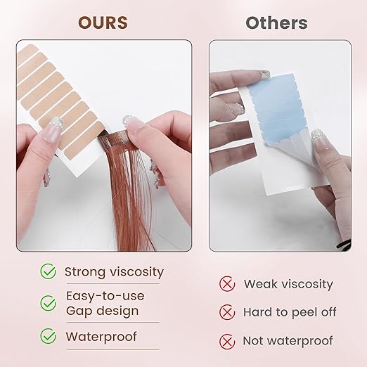 MIILYE Hair Extension Tape 100 Tabs, Double Sided Adhesive Replacement Tape, 6+ Weeks Hold Time, No Residue, Strong Tapes for Tape in Hair Extensions