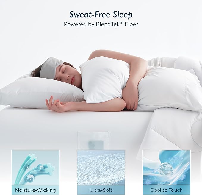 Breescape Cooling Pillow Cases King Size - BlendTek™ Dry & Cool Technology for Hot Sleepers and Night Sweats, 2 Pack Ultra Soft & Smooth Pillowcases for Hair & Skin Care, 20" x 36", Snow White