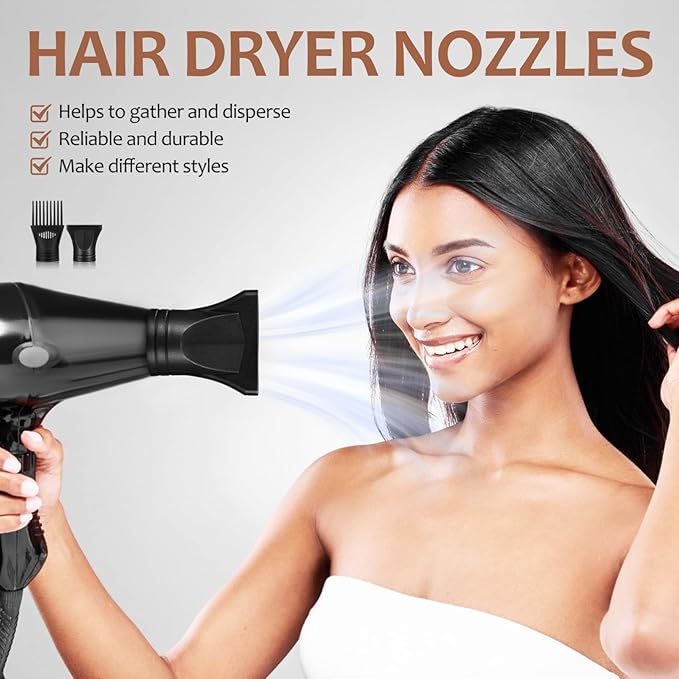 NOLITOY 2Pcs Professional Hair Dryer Nozzle Diffuser, Plastic Hair Dryer Nozzle Comb Attachment Concentrator Replacement for Hairdressing Salon Styling Tool Special