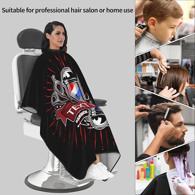 Custom Barber Cape for Men Personalized Professional Hair Cutting Cape with Text for Home Salon Barbershop