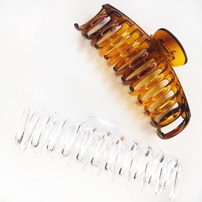 5.5 Inches Extra Large Hair Clips for Long Thick Hair Women’s Jumbo Hair Claw Clips 2 Counts in Set Hair Accessories (clear and brown)