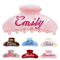 Personalized Colorful Name Hair Claw Clips for Women,Custom Hair Clips with Diamond,Cute Hair Accessories 4",Handmade Rhinestones Hair Clamp Gifts for Mom,Bride,Wife,Bridesmaid,Couples(Pink Sugar)