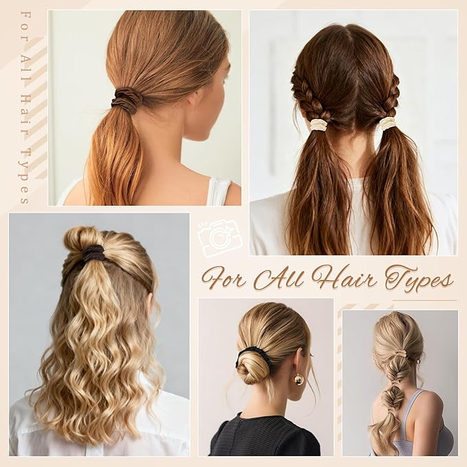 WantGor Hair Ties, Women 10PCS Hair Bands No Damage Elastic Scrunchies Seamless Ponytail Holders Hair Accessories Head Bands for Women's Thick Thin Hair (Neutral)