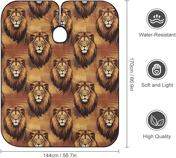 Extra Long Hair Cutting Salon Cape, Haircut Apron Lions Animal King Hair Cutting Cloak for Hair Dye