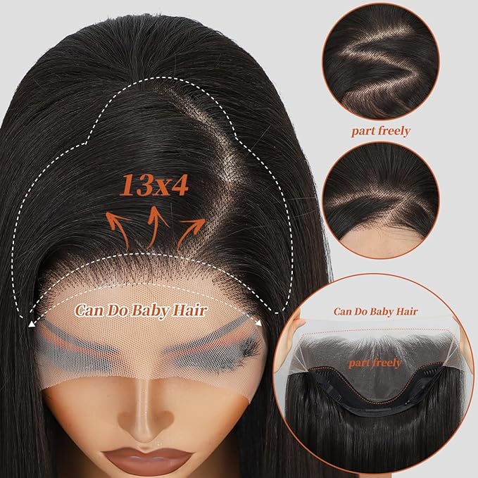 Synthetic Lace Front Wigs Pre Plucked 13x4 HD Lace Black Wigs For Black Women 26 Inch Long Wavy 100% Futura Premium Wig Ready to Wear Beginner Friendly Daily Party Use