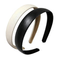 2-Piece Black & White Leather Headbands - Non-Slip Wide Padded Hair Accessories for Women, Cute Fashion DIY Hair Hoops