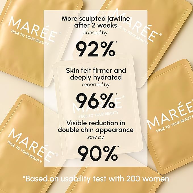 MAREE V Line Lifting Mask with 24K Gold – Deep Collagen Face Mask for Women – Jawline Shaper Mask with Retinol & Hyaluronic Acid – Neck Tightening & Firming – Double Chin Strap for Face Lift